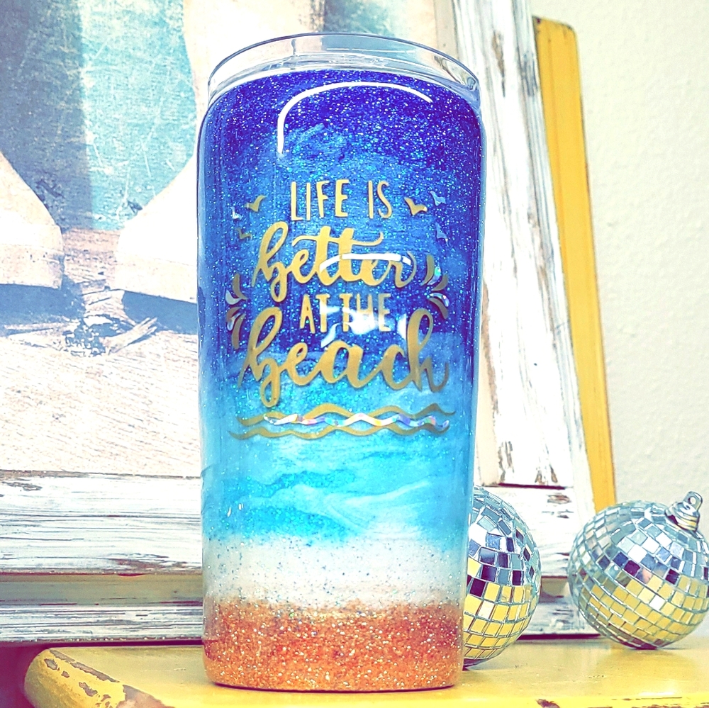 16oz Beach stainless steel tumbler